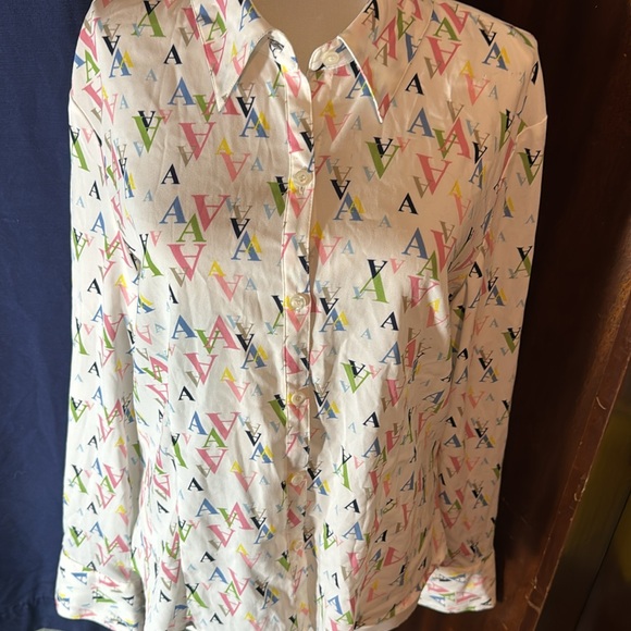 A-line retro printed button down blouse - Picture 5 of 5